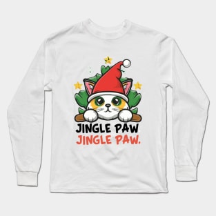 JINGLE PAW JINGLE PAW FUNNY CUTE chistmas cat Long Sleeve T-Shirt